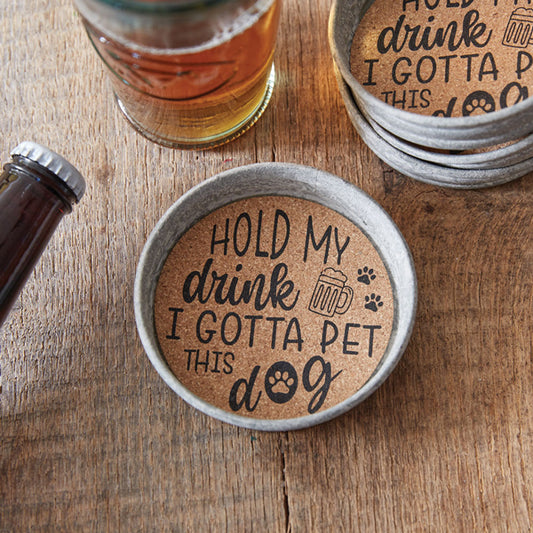 Set of Four Mason Jar Lid Coasters - Pet This Dog