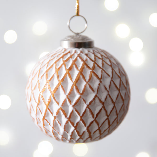 Quilt Patterned Painted Glass Ornament - Min of 4