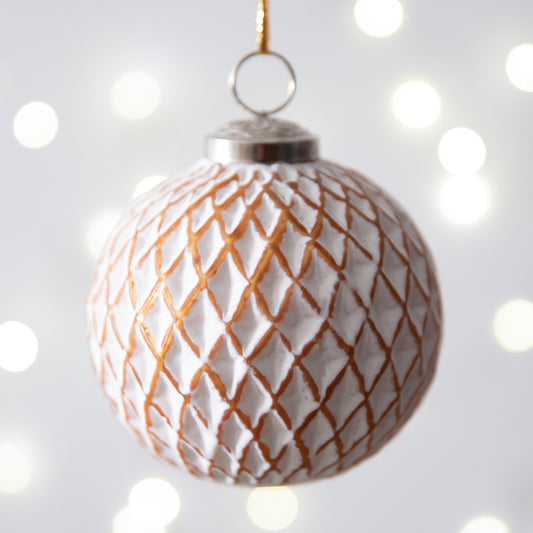 Quilt Patterned Painted Glass Ornament - Min of 4