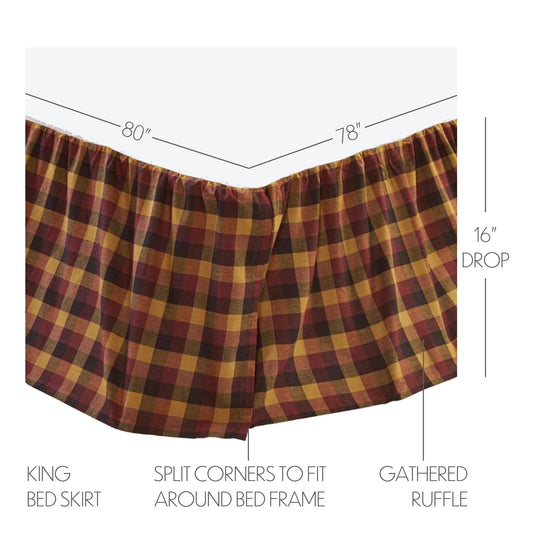 Heritage Farms Primitive Check King Bed Skirt 78x80x16