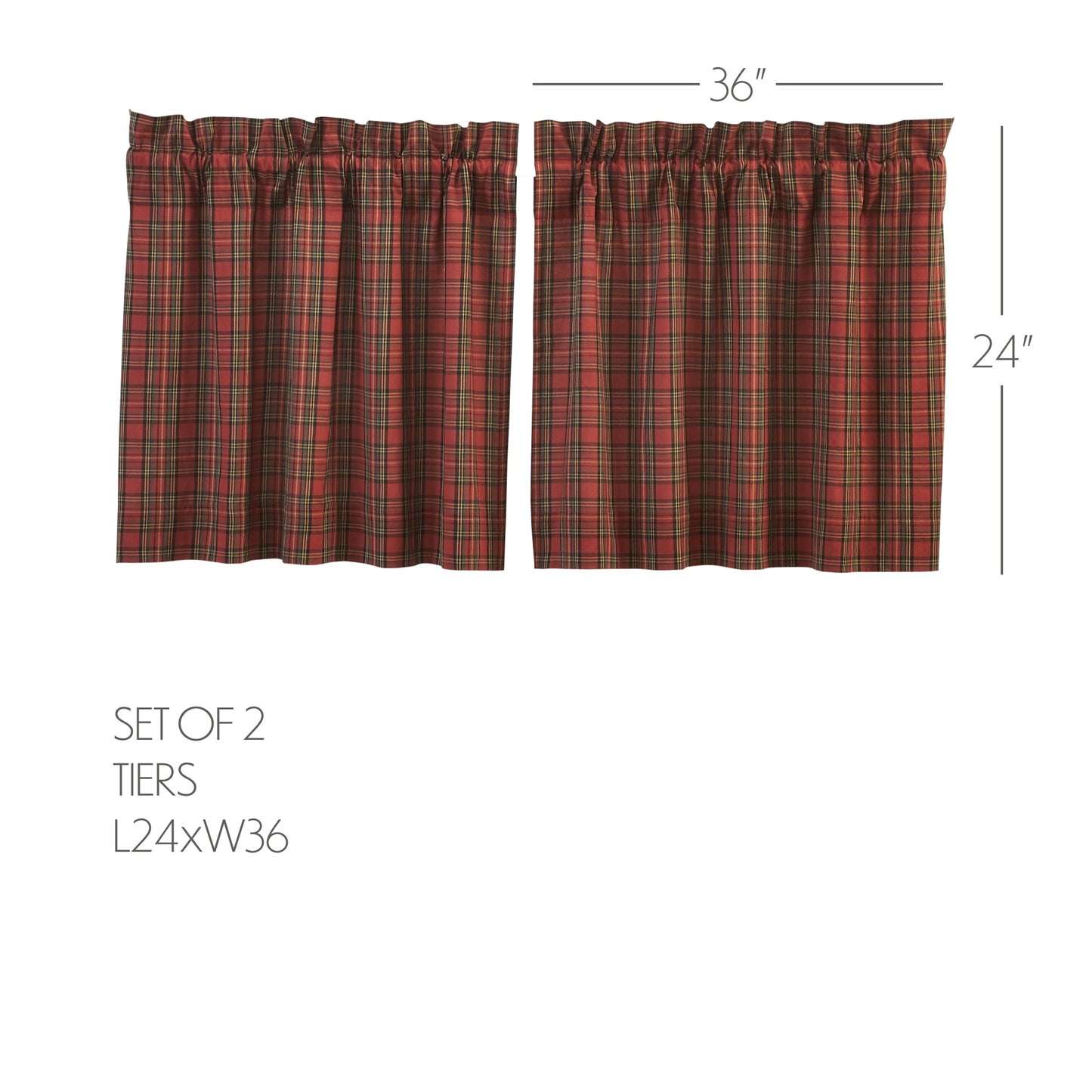Tartan Red Plaid Tier Set of 2 L24xW36