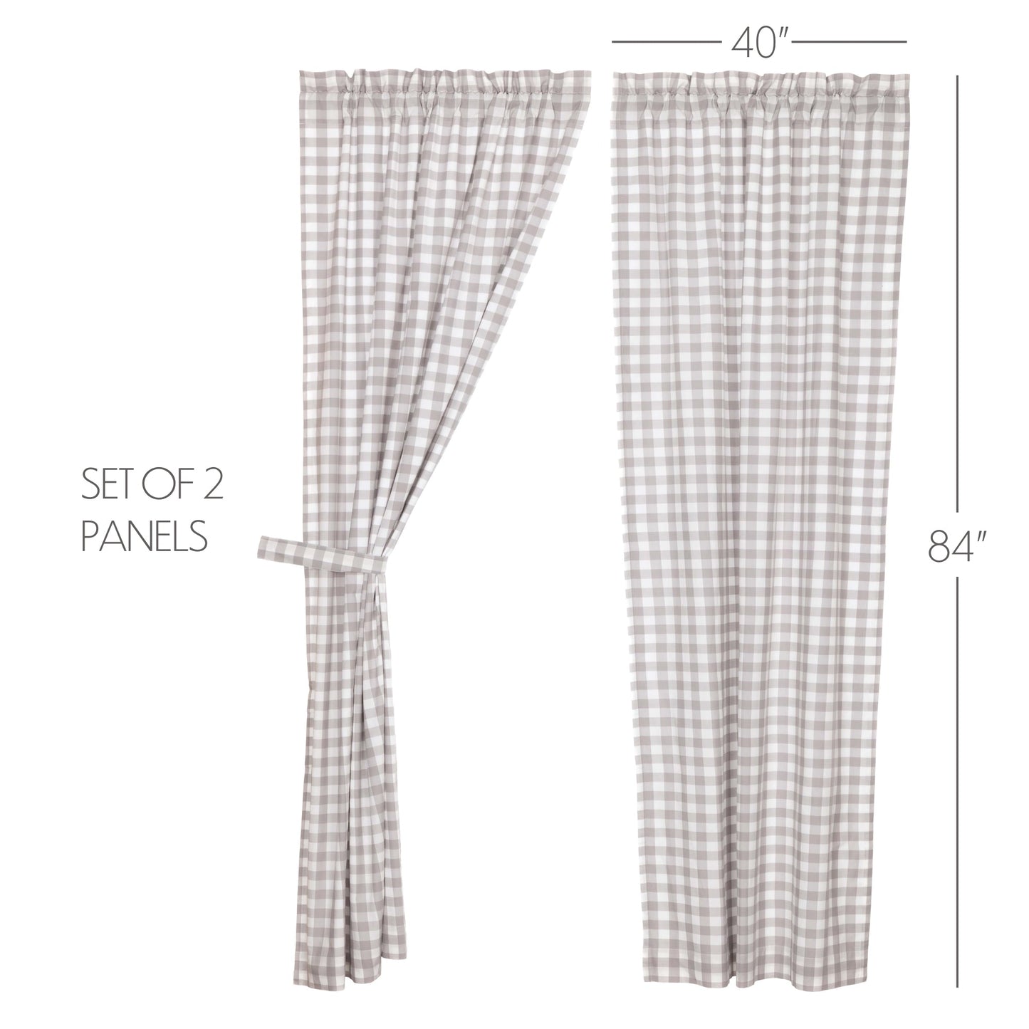 Annie Buffalo Grey Check Panel Set of 2 84x40