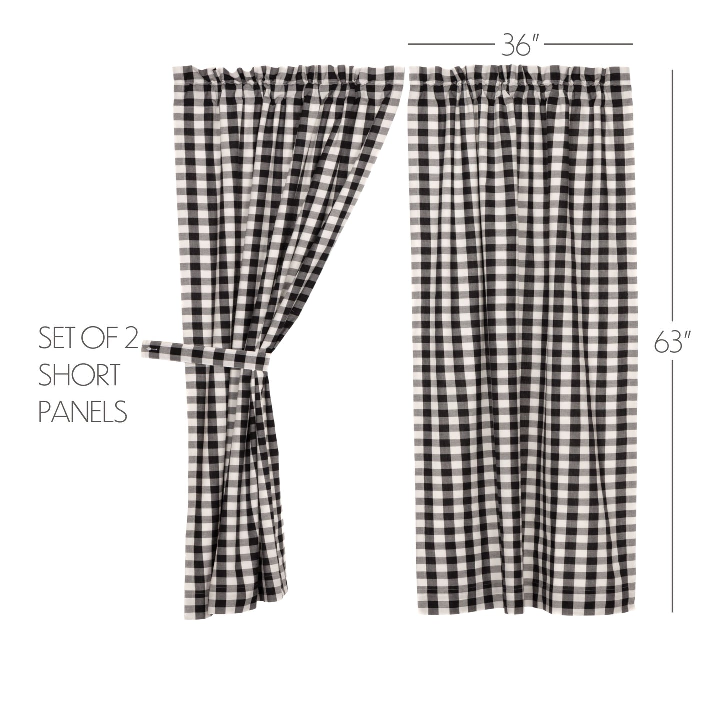 Annie Buffalo Black Check Short Panel Set of 2 63x36