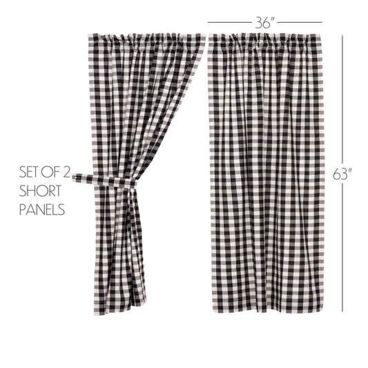 Annie Buffalo Black Check Short Panel Set of 2 63x36