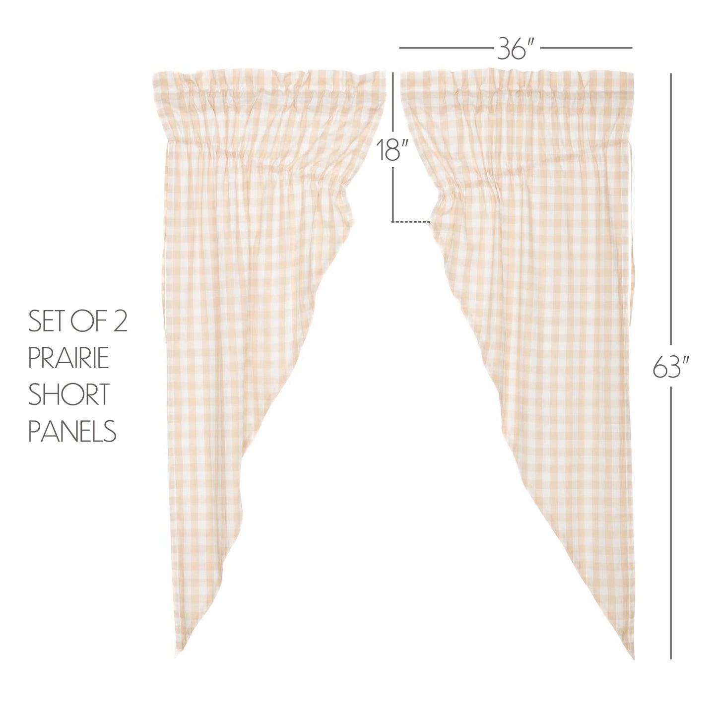 Annie Buffalo Tan Check Prairie Short Panel Set of 2 63x36x18