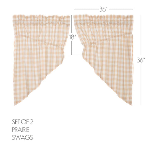 Annie Buffalo Tan Check Prairie Swag Set of 2 36x36x18