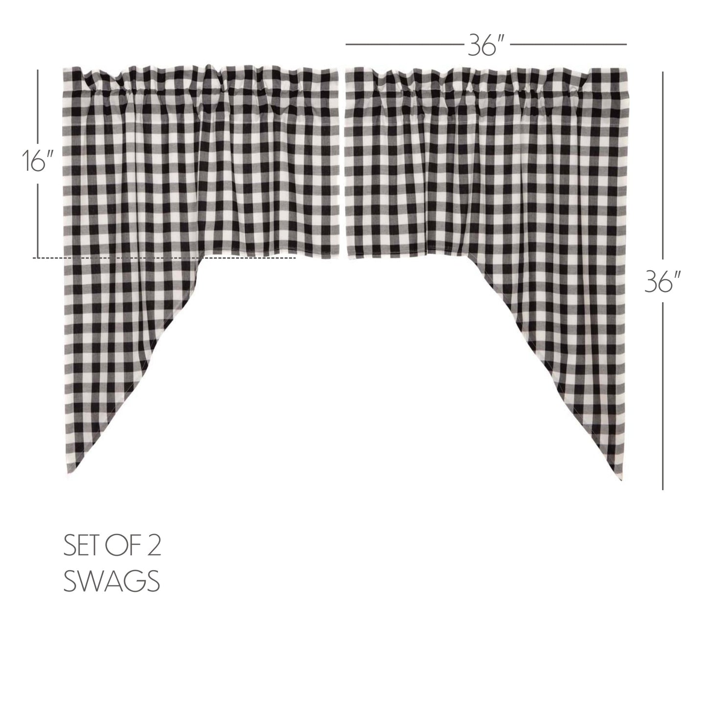 Annie Buffalo Black Check Swag Set of 2 36x36x16