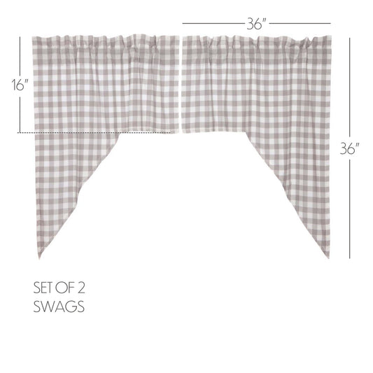 Annie Buffalo Grey Check Swag Set of 2 36x36x16