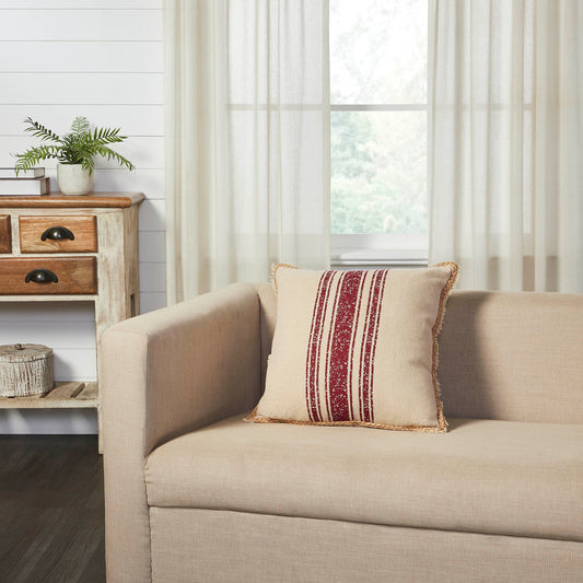 Yuletide Burlap Red Stripe Pillow