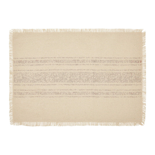 Yuletide Burlap Red Stripe Placemat Set of 6 13x19