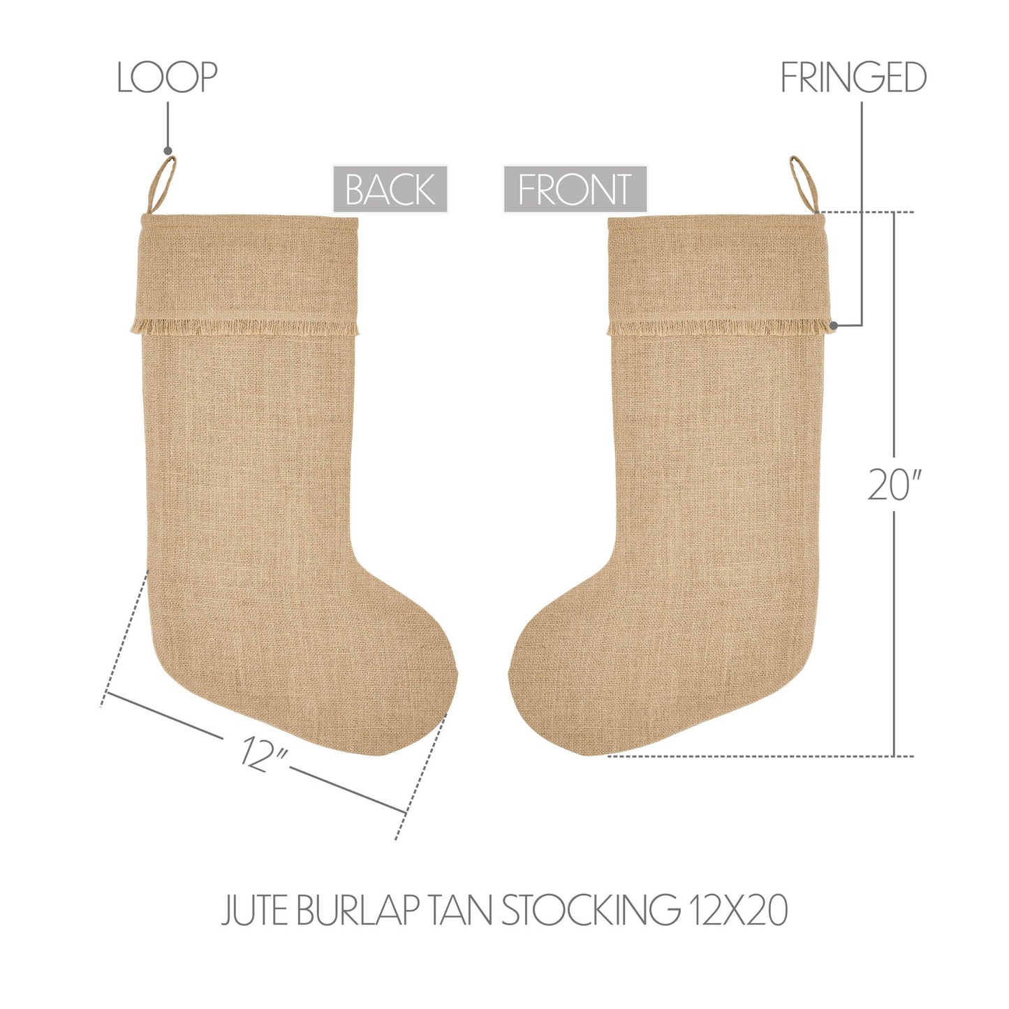 Greetings Jute Burlap Tan Stocking 12x20