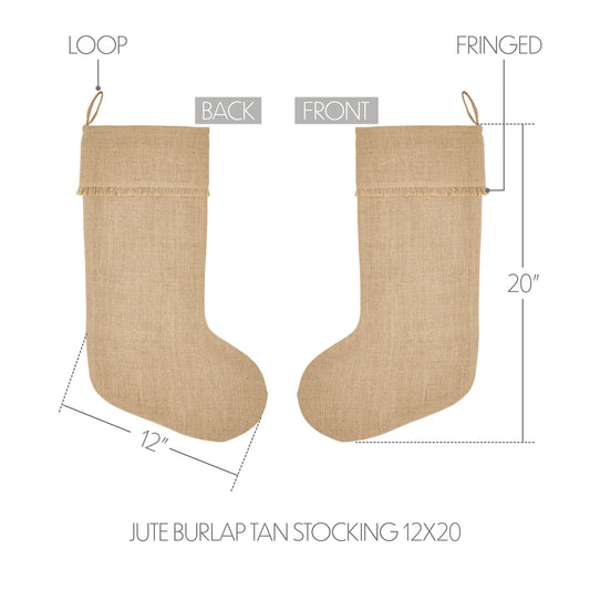 Greetings Jute Burlap Tan Stocking 12x20