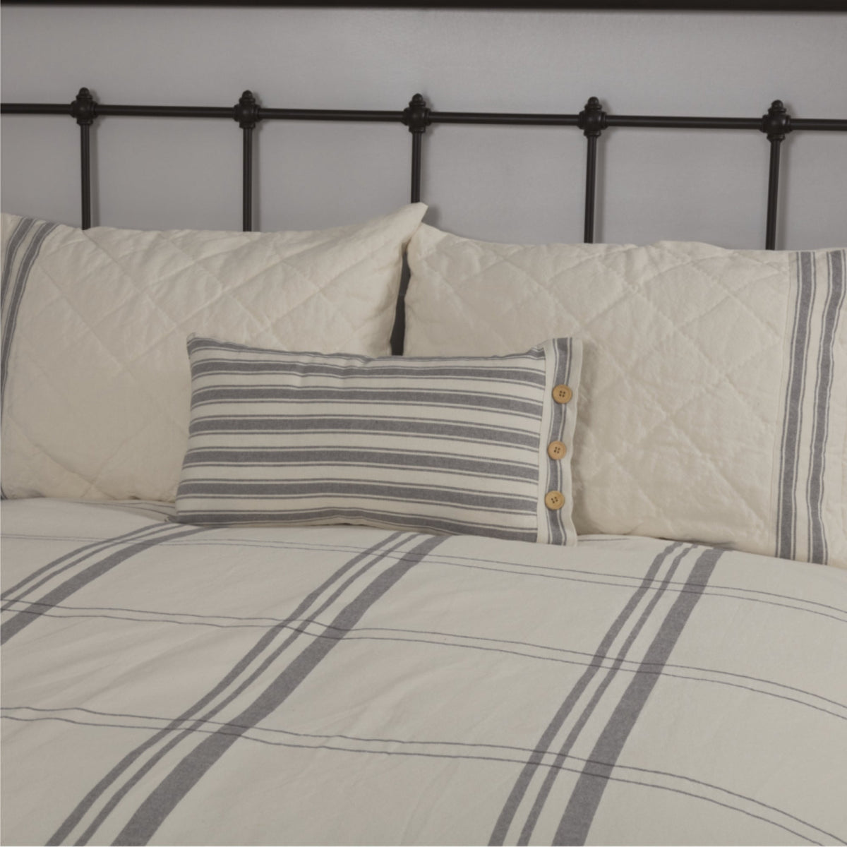 Market Place Gray Overcover Pillow Cover