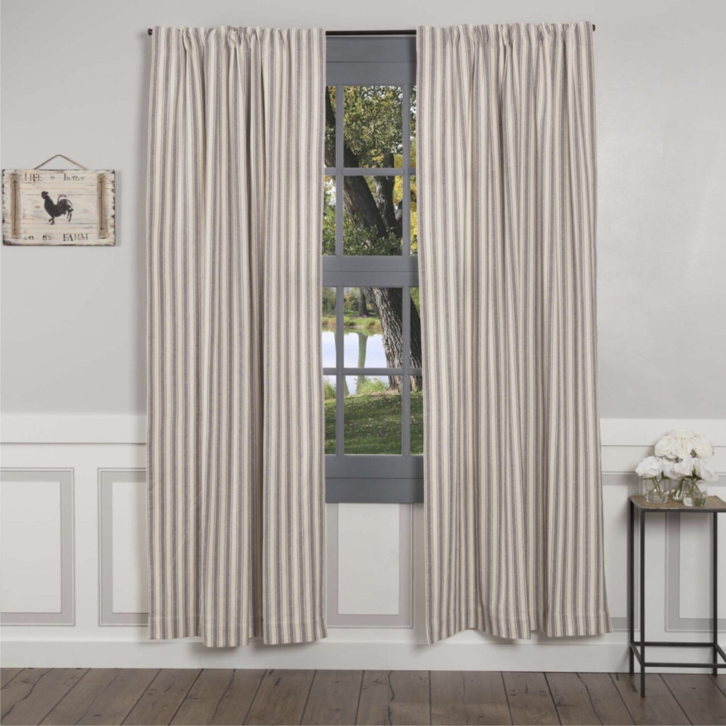 Market Place Gray Ticking Stripe Panel Set of 2 84Lx40W