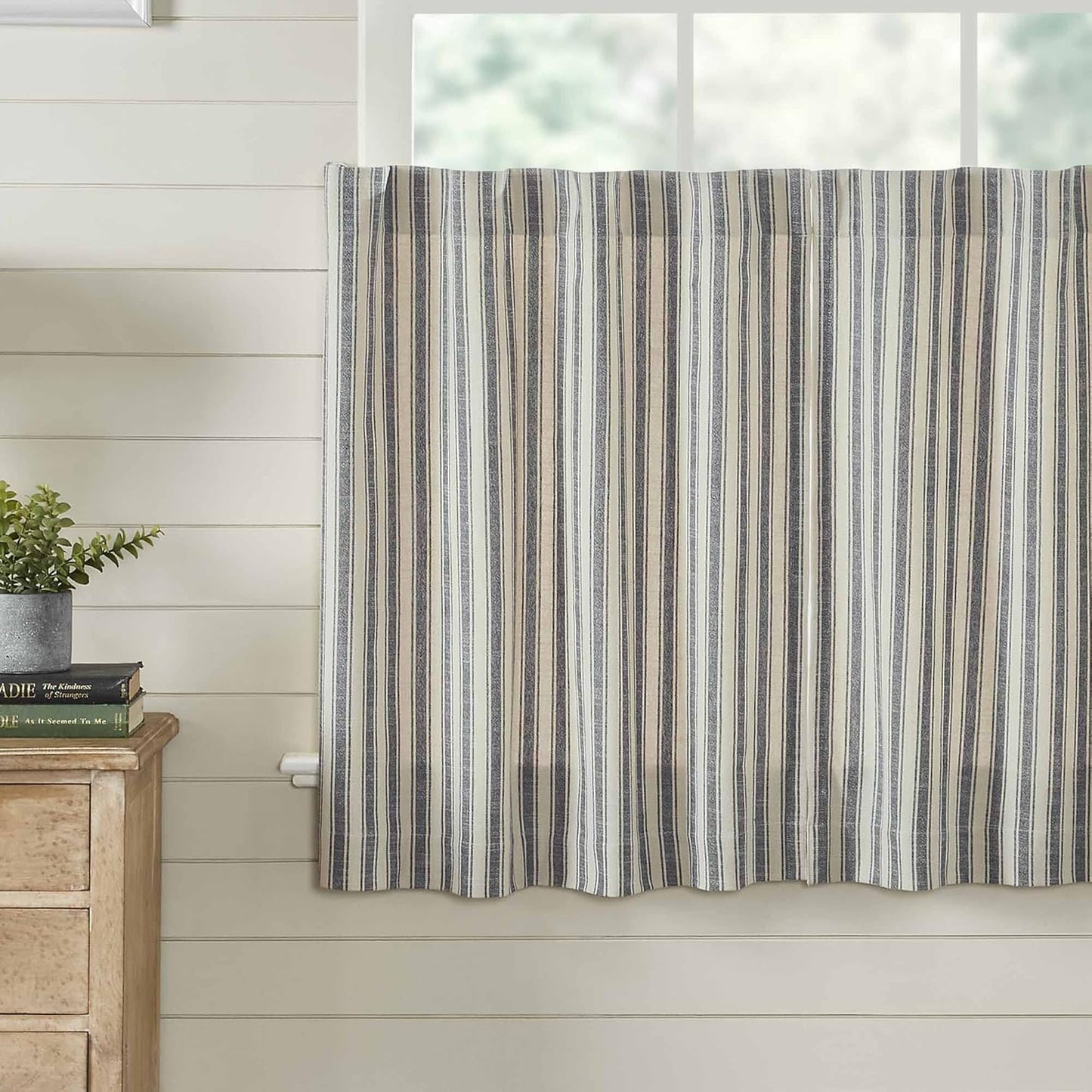 Market Place Gray Ticking Stripe Tier Set of 2 24Lx36W
