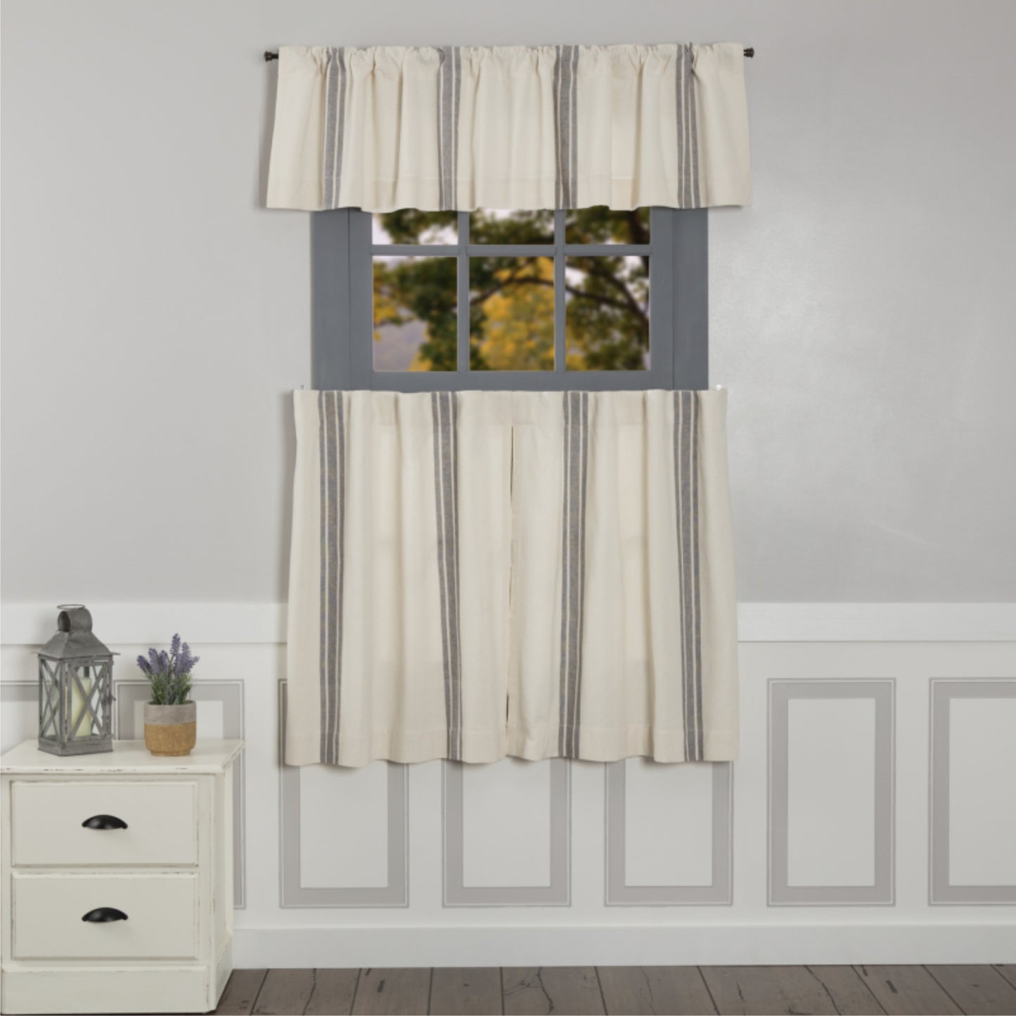 Market Place Gray Grain Sack Stripe Tier Set of 2 36Lx36W