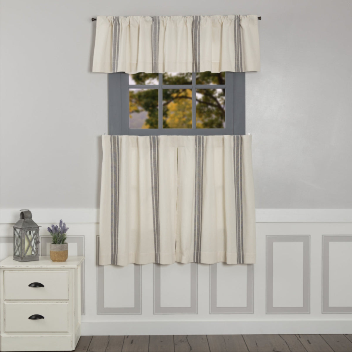 Market Place Gray Grain Sack Stripe Tier Set of 2 36Lx36W