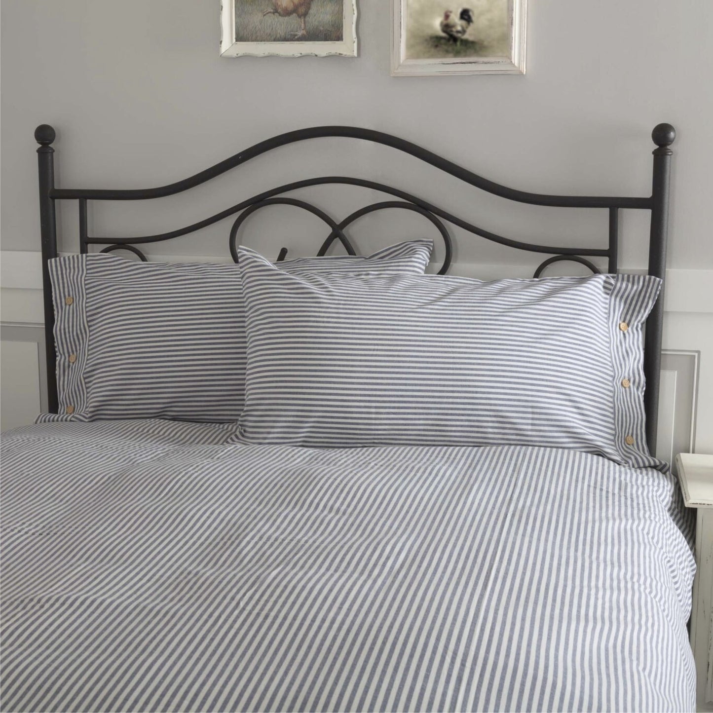 Farmhouse Ticking Blue King Sham