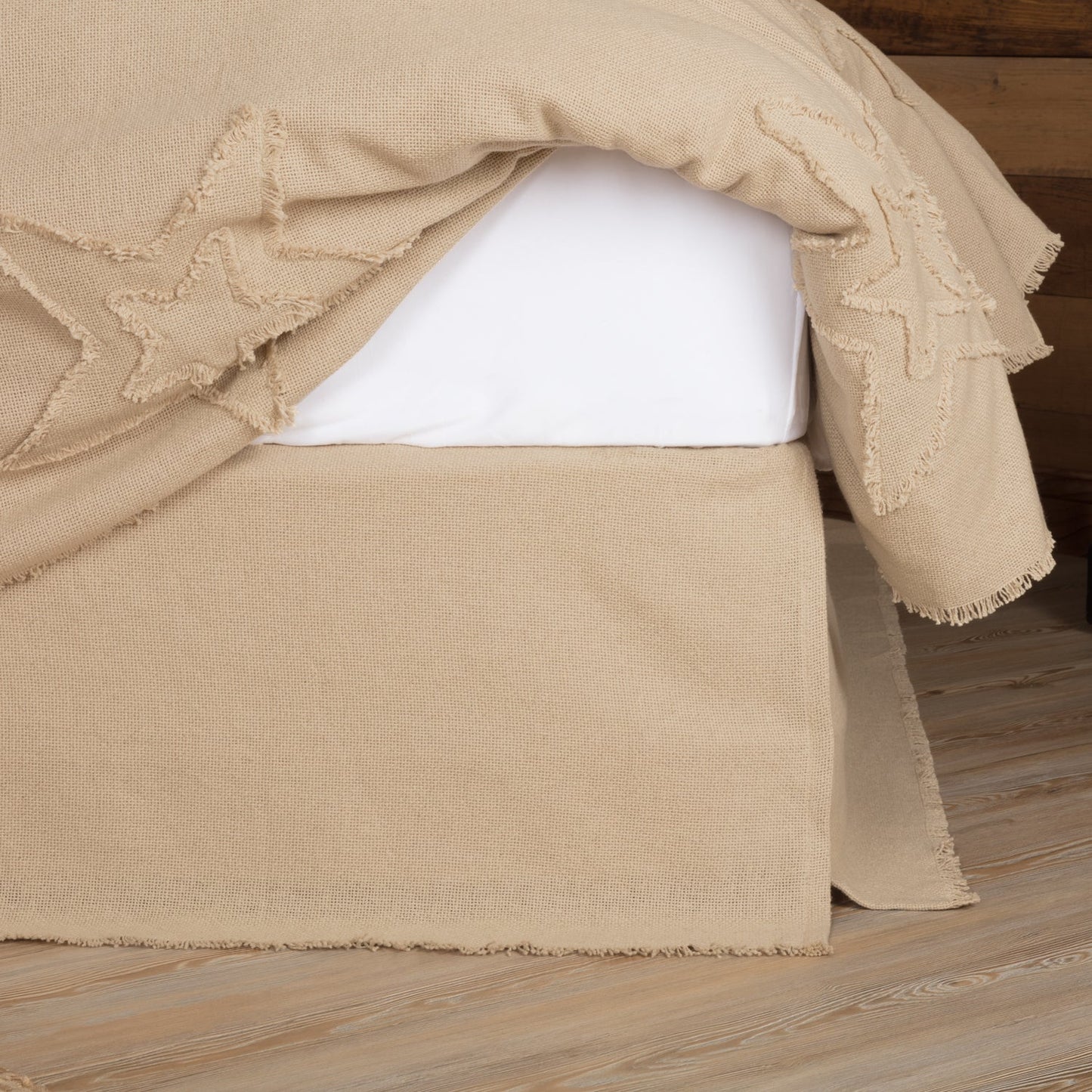 Burlap Vintage Fringed King Bed Skirt 78x80x16
