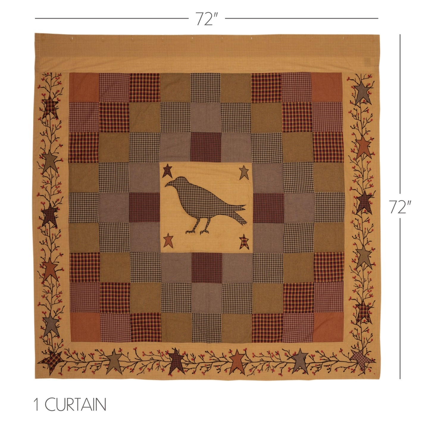 Heritage Farms Applique Crow and Star Shower Curtain 72x72