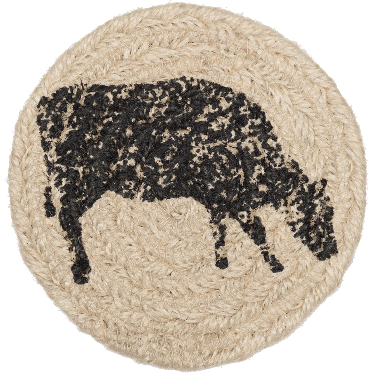 Sawyer Mill Charcoal Cow Jute Coaster Set of 6