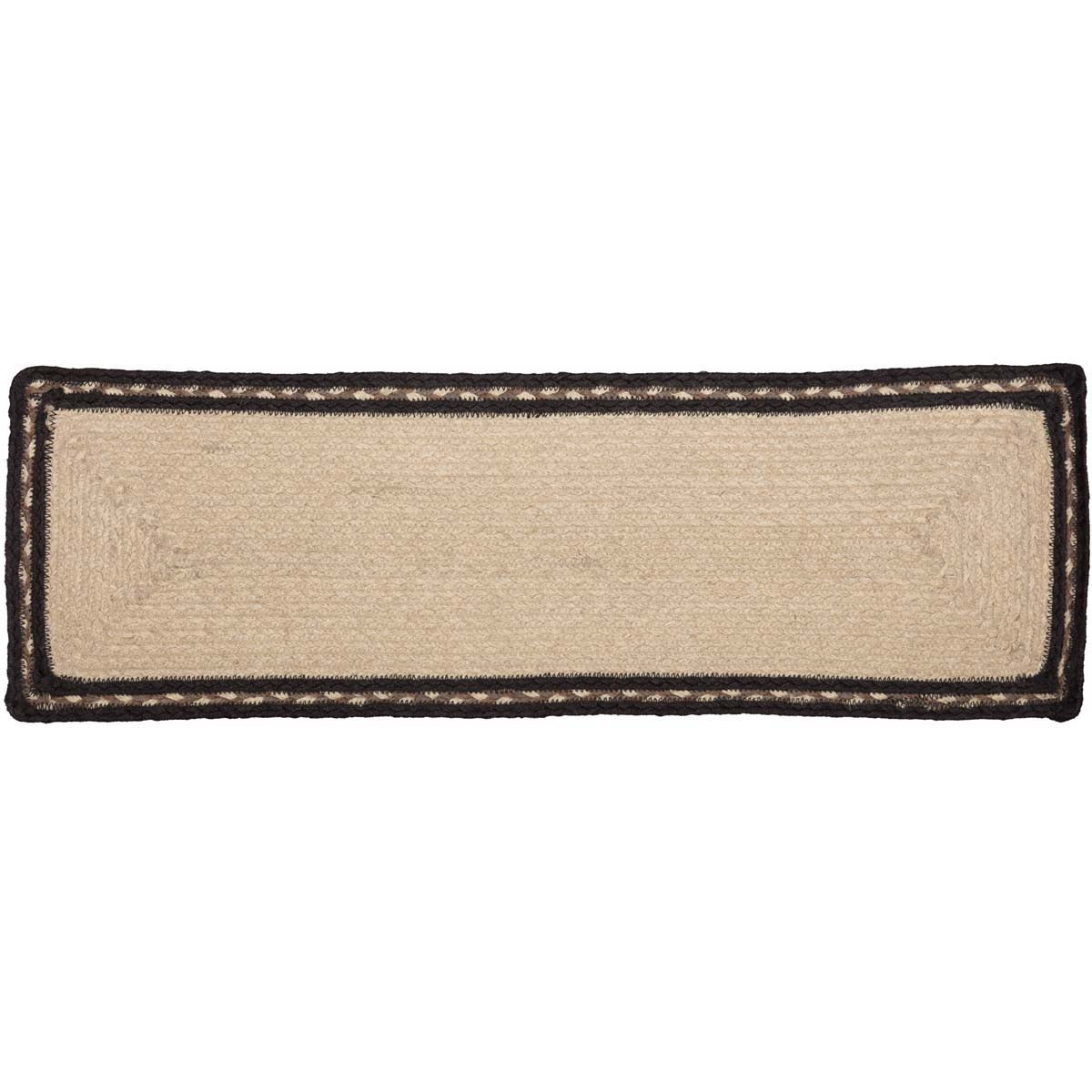 Sawyer Mill Charcoal Cow Jute Stair Tread Rect Latex 8.5x27