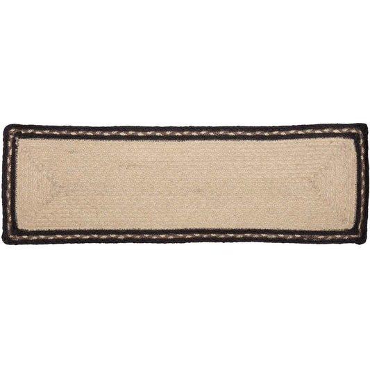 Sawyer Mill Charcoal Cow Jute Stair Tread Rect Latex 8.5x27