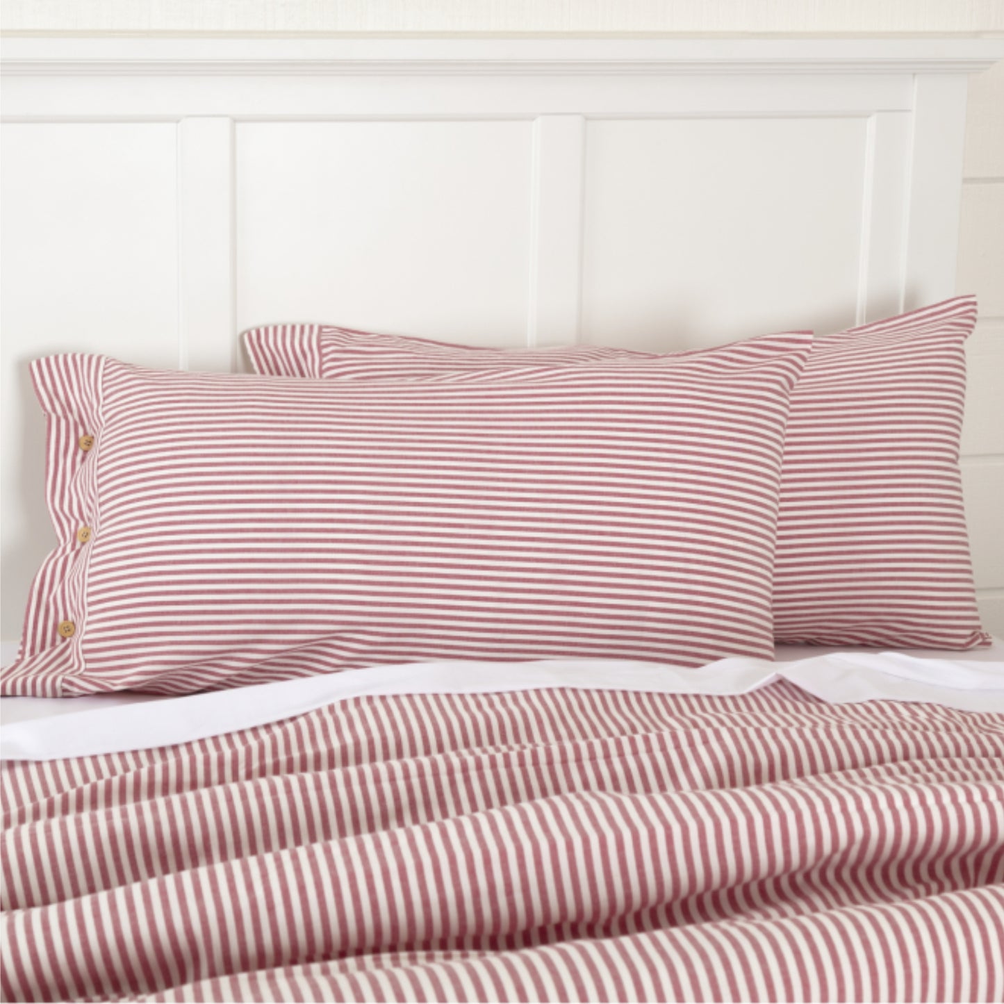 Farmhouse Ticking Red King Sham 37Lx21W