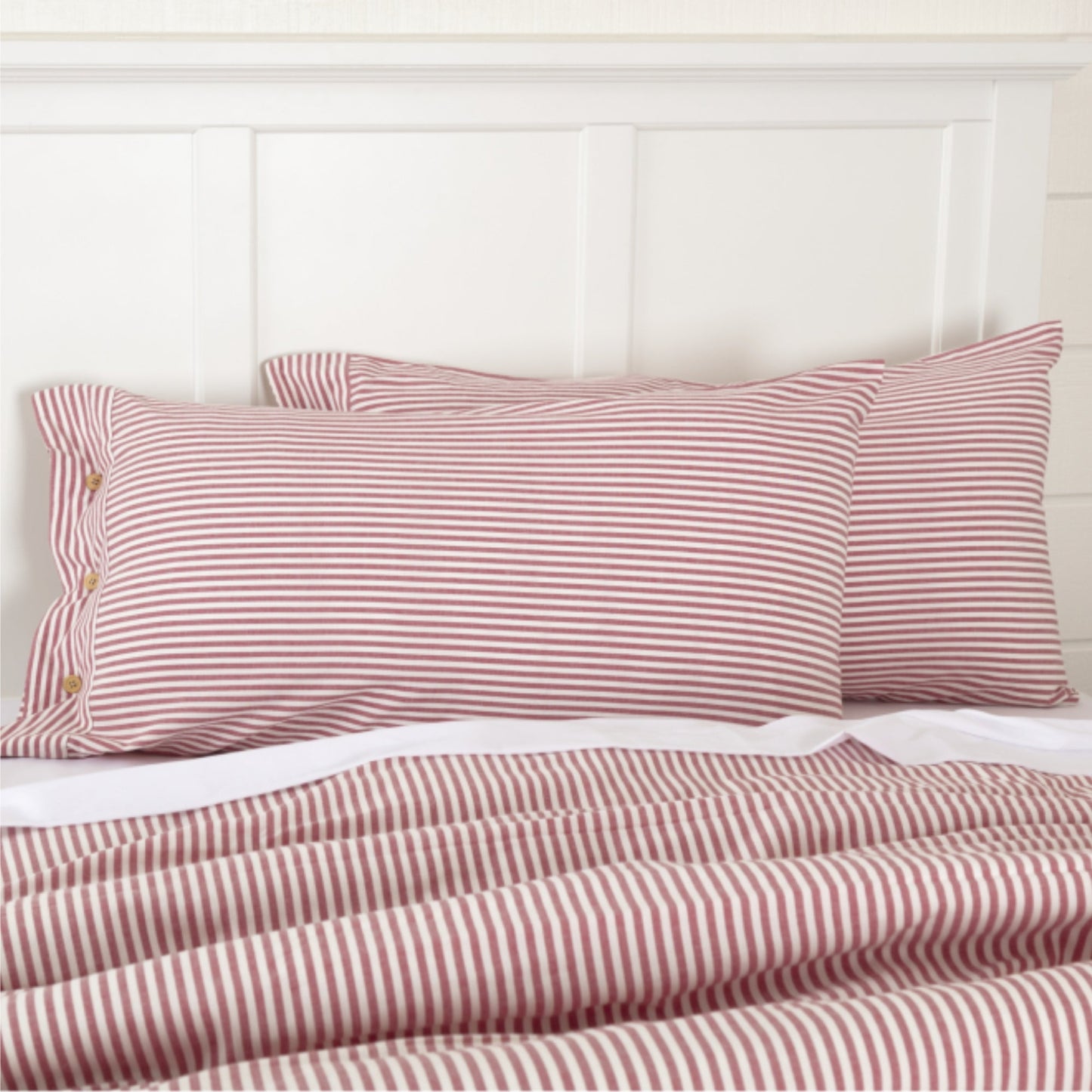 Farmhouse Ticking Red King Sham