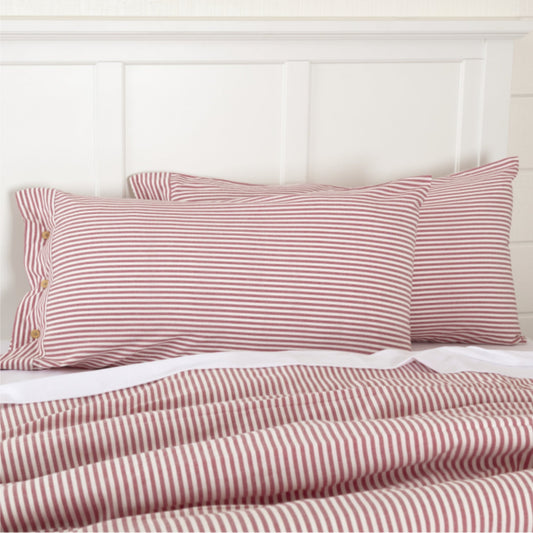 Farmhouse Ticking Red King Sham