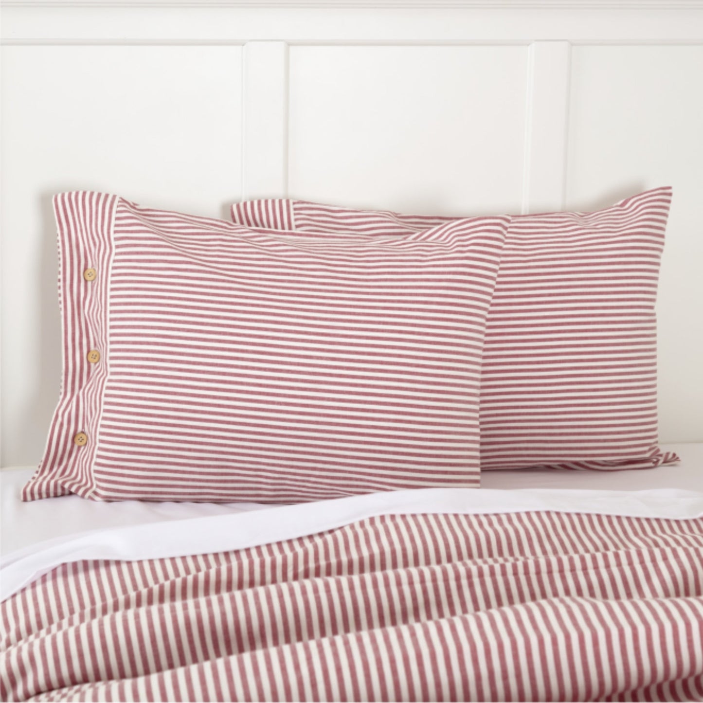 Farmhouse Ticking Red Standard Sham