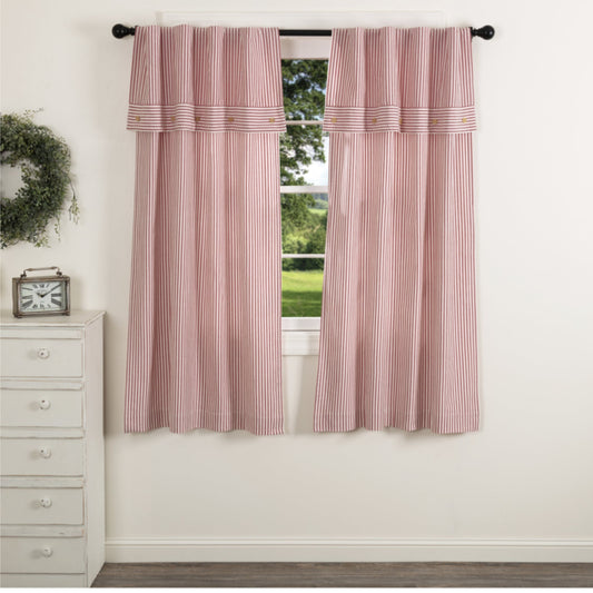 Farmhouse Ticking Red Short Panel Set of 2