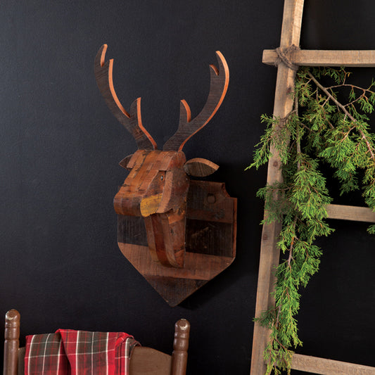 Wood Deer Head Mount