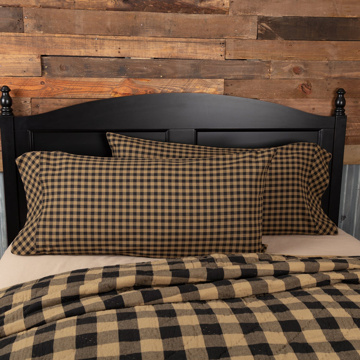 Black Check King Pillow Case Set of 2