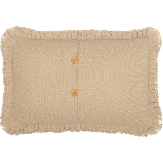 Burlap Vintage Pillow w/ Fringed Ruffle 14x22