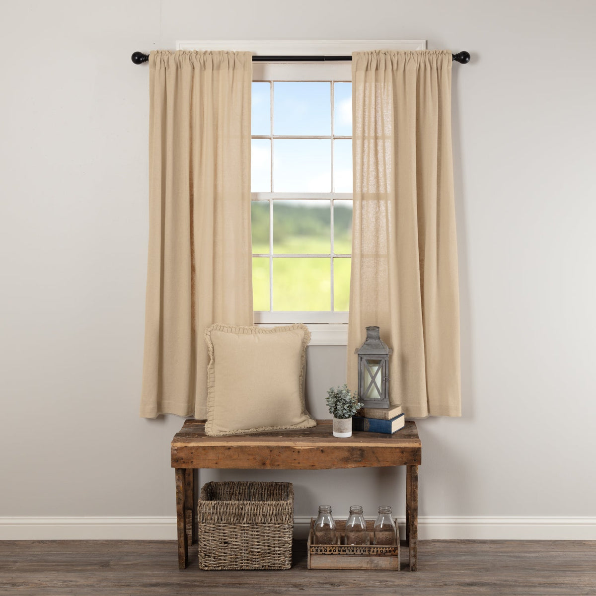 Burlap Vintage Short Panel Set of 2