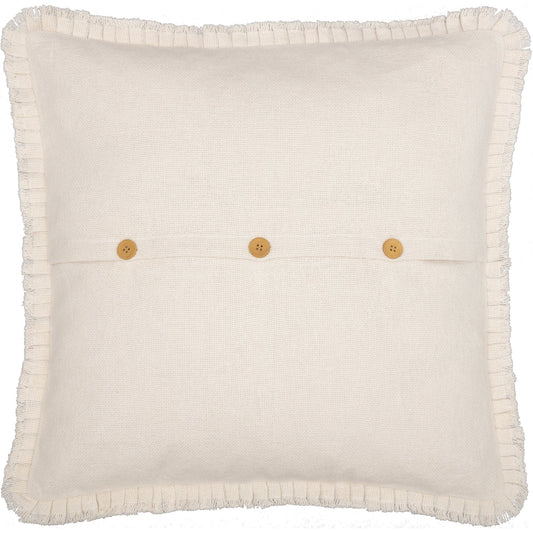 Burlap Antique White Fabric Euro Sham w/ Fringed Ruffle 26x26