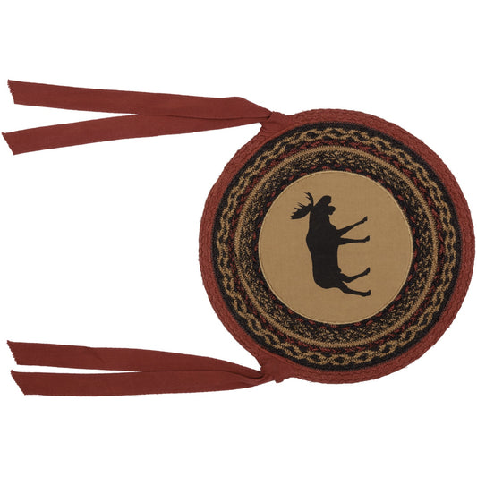 Cumberland Moose Applique Jute Chair Pad 15 inch Diameter Set of 6