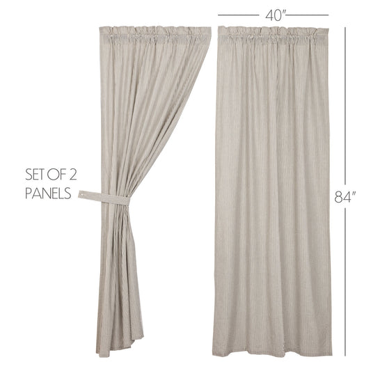 Hatteras Seersucker Blue Ticking Stripe Panel Set of 2 84x40