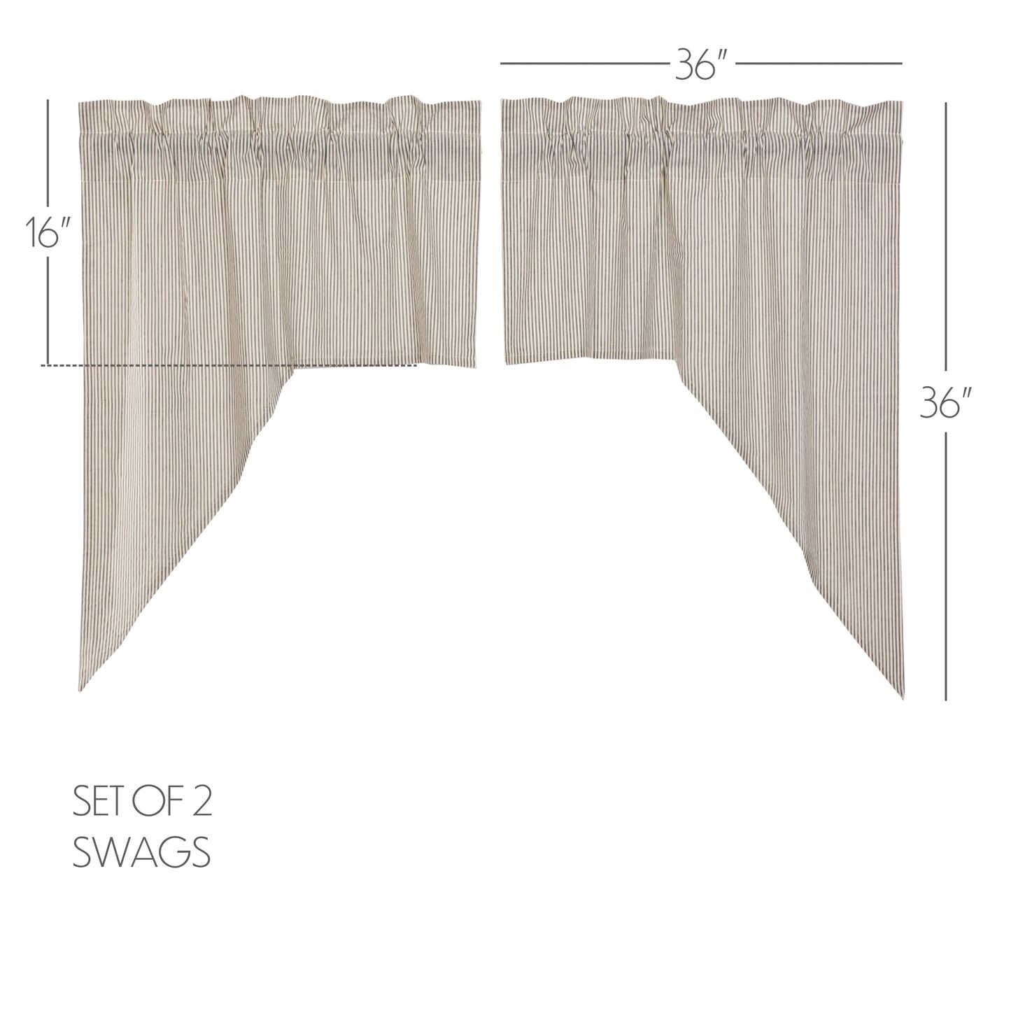 Hatteras Seersucker Blue Ticking Stripe Swag Set of 2 36x36x16