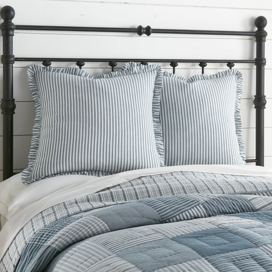 Sawyer Mill Blue Ticking Stripe Fabric Euro Sham