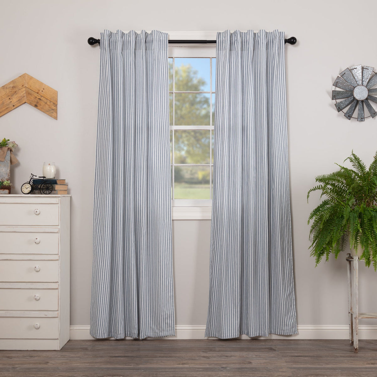 Sawyer Mill Blue Ticking Stripe Panel Set of 2