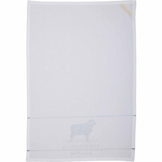 Sawyer Mill Blue Lamb Muslin Bleached White Tea Towel 19x28