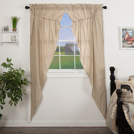 Sawyer Mill Charcoal Ticking Stripe Prairie Long Panel Set of 2 84x36x18