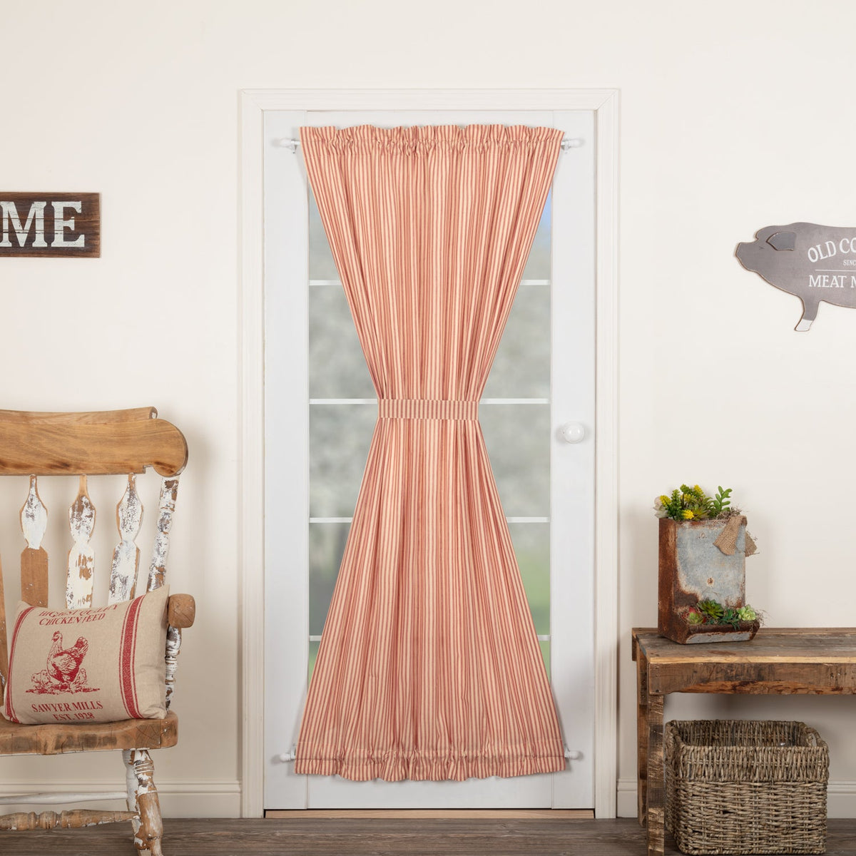 Sawyer Mill Red Ticking Stripe Door Panel