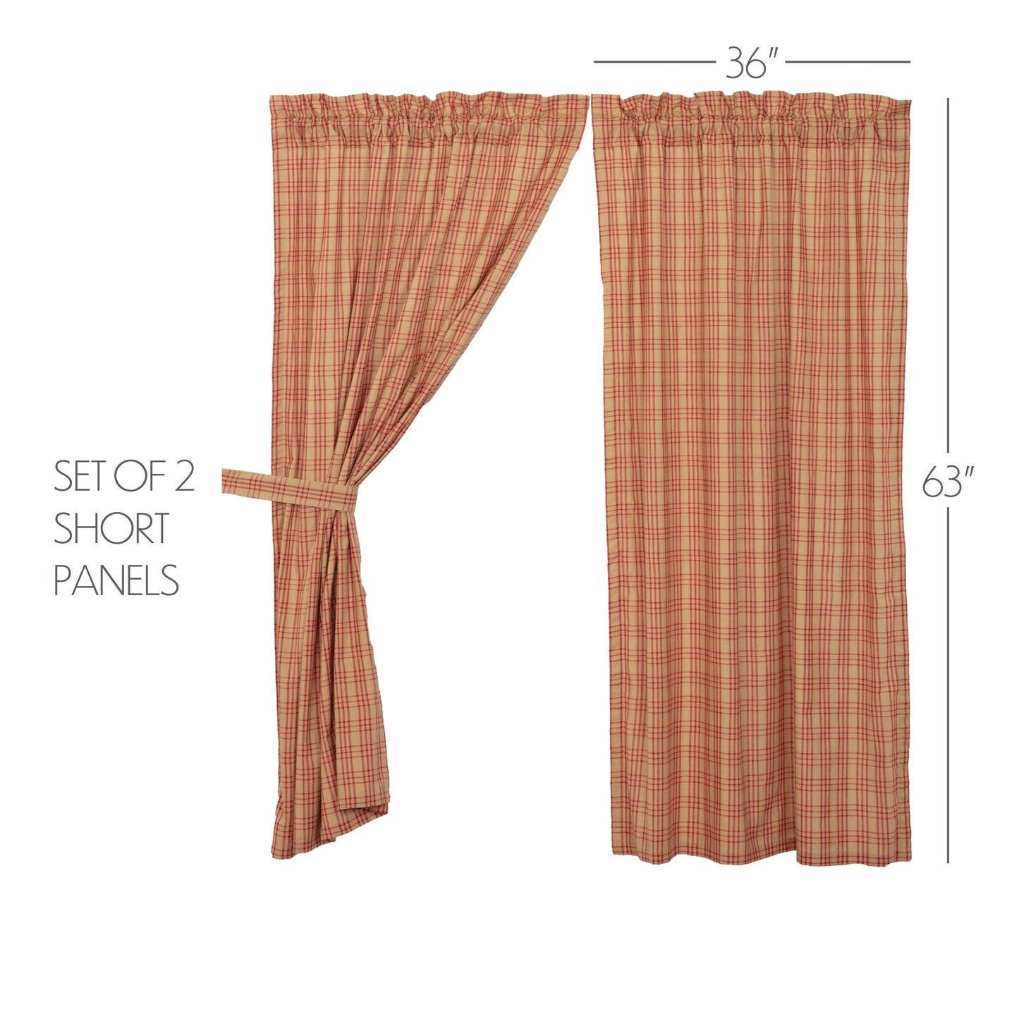 Sawyer Mill Red Plaid Short Panel Set of 2 63x36