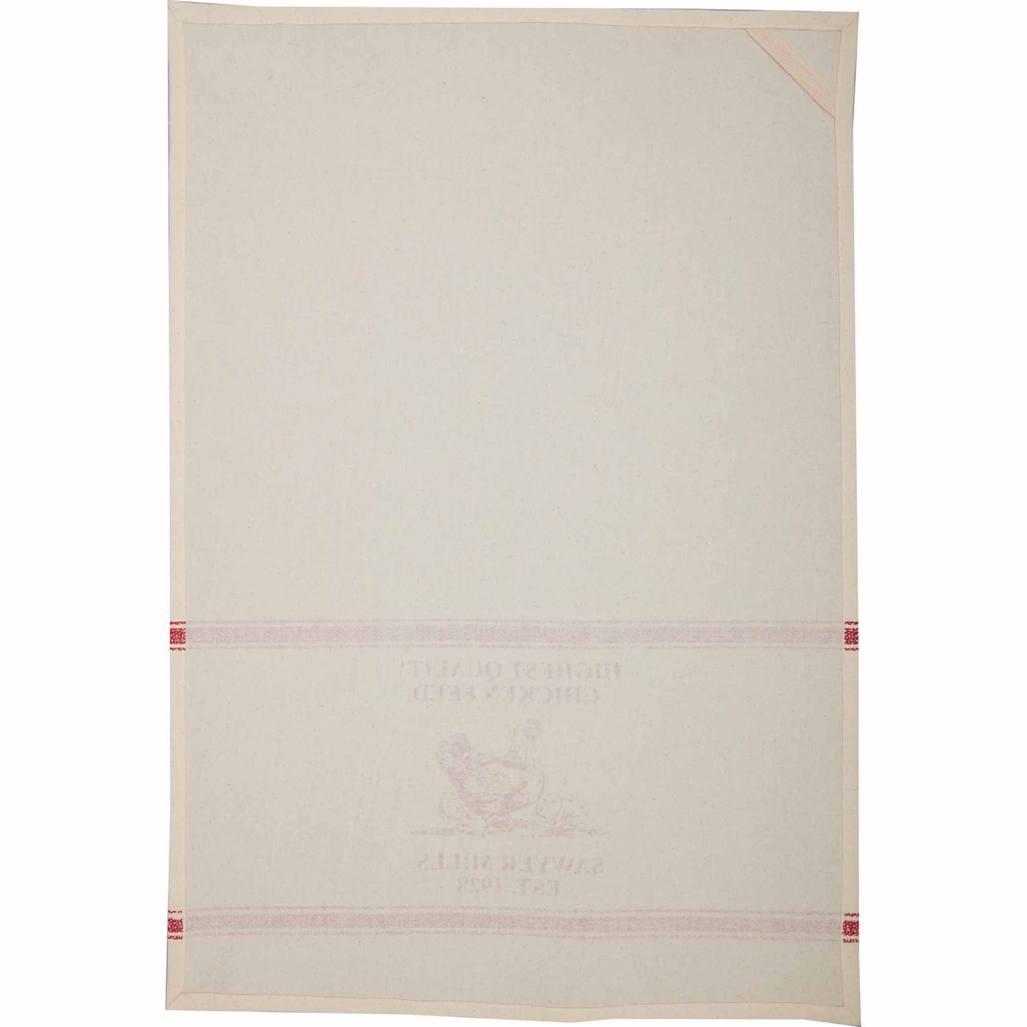 Sawyer Mill Red Chicken Muslin Unbleached Natural Tea Towel 19x28
