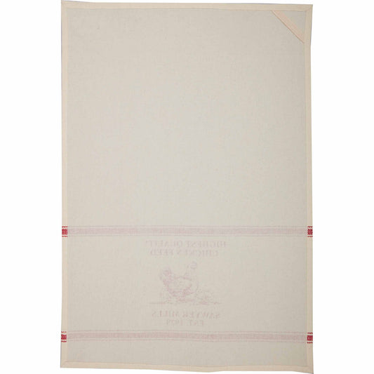 Sawyer Mill Red Chicken Muslin Unbleached Natural Tea Towel 19x28