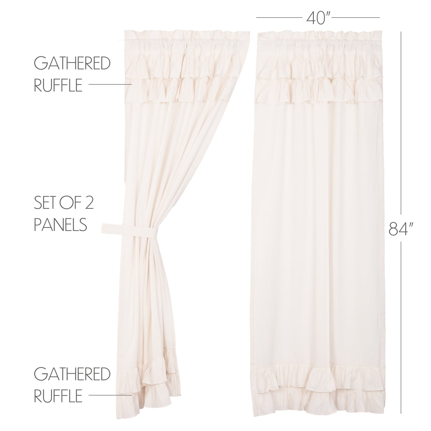 Simple Life Flax Antique White Ruffled Panel Set of 2 84x40