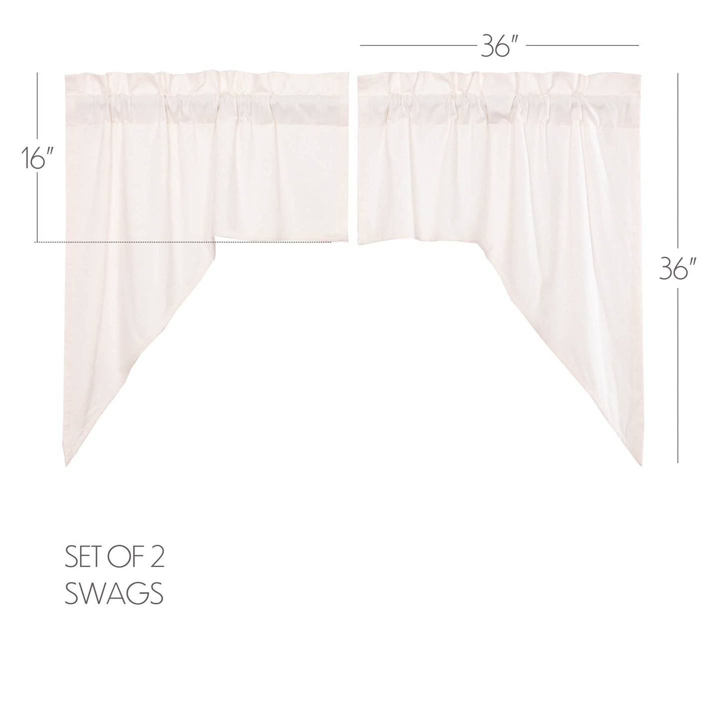 Simple Life Flax Antique White Swag Set of 2 36x36x16